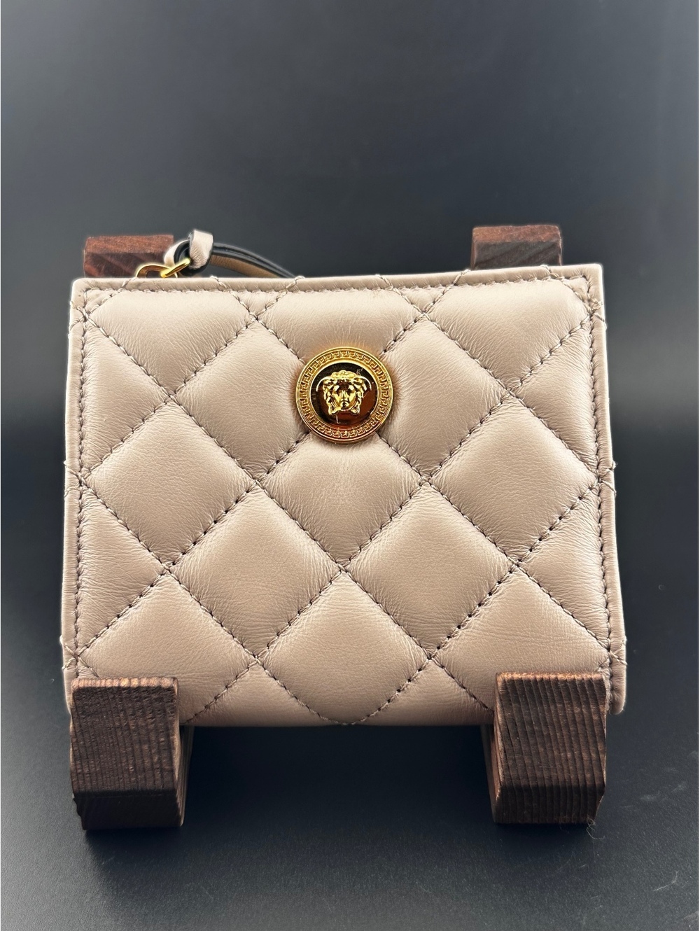 Versace Quilted Leather Wallet with Gold Medusa Button